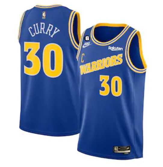 Mens Golden State Warriors #30 Stephen Curry Royal With No.6 Patch Stitched Jersey->golden state warriors->NBA Jersey